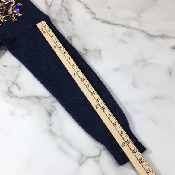 Asos‎ Revive Navy Cardigan Sweater Womens 6 Rhinestone Embroidered Embellished - Picture 13 of 13